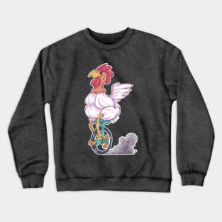 Cartoon Chicken Unicycle Crewneck Sweatshirt